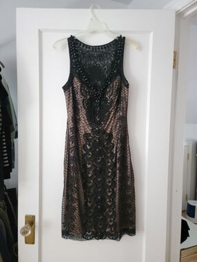 Barely Worn Sue Wong Beaded Flapper 20s Gatsby Midi Dress Size 6